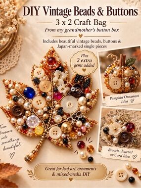 Vintage-Inspired Leaf Brooch DIY Kit — Cream, Gold & Multicolor Accents